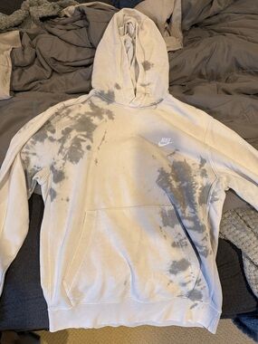 Nike Light silver and Gray Tie-Dye Pullover Hoodie